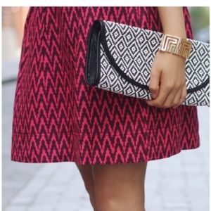 Loft Ann Taylor Magenta Chevron Linen Skirt